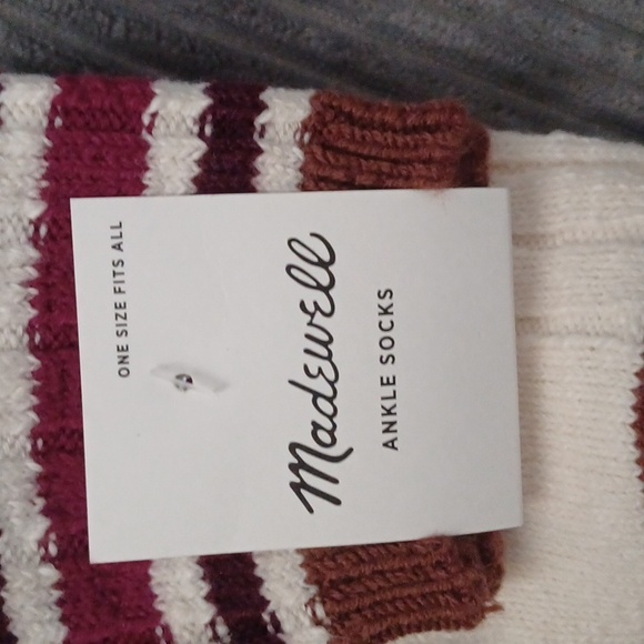 New Madewell Striped Camp Socks Dark Pomegranate - Picture 4 of 5